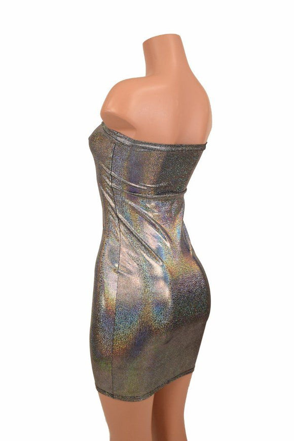 Strapless Silver Tube Dress - Coquetry Clothing