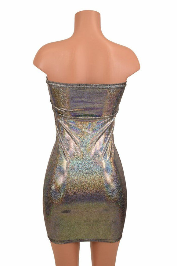 Strapless Silver Tube Dress - Coquetry Clothing