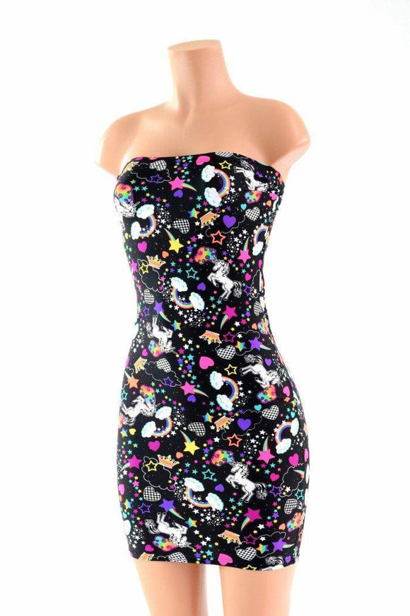Strapless Unicorn & Rainbow Print Dress - Coquetry Clothing