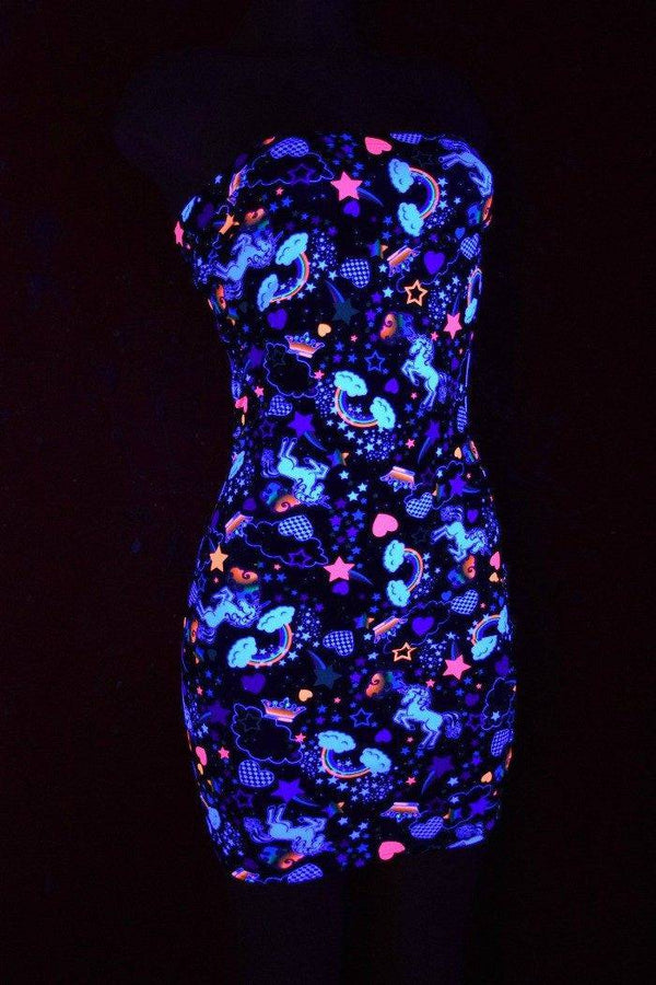 Strapless Unicorn & Rainbow Print Dress - 2