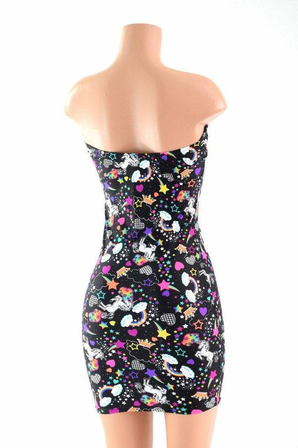 Strapless Unicorn & Rainbow Print Dress - 4