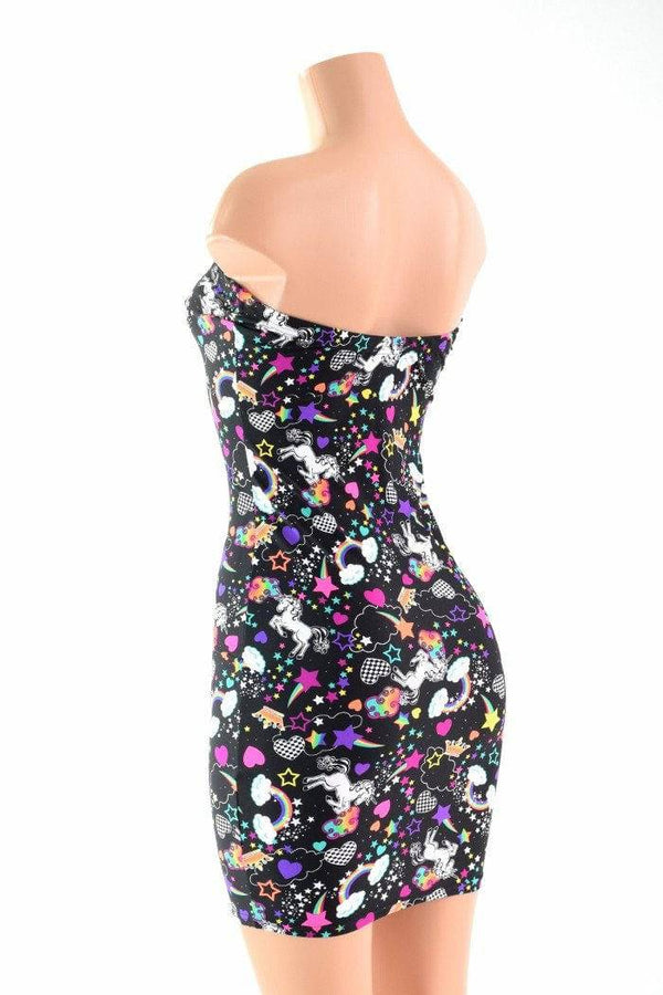Strapless Unicorn & Rainbow Print Dress - 3
