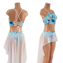 Strappy Back Halter and Brazilian Siren Shorts with Mesh Over - Skirt - Coquetry Clothing