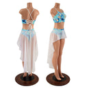 Strappy Back Halter and Brazilian Siren Shorts with Mesh Over - Skirt - Coquetry Clothing