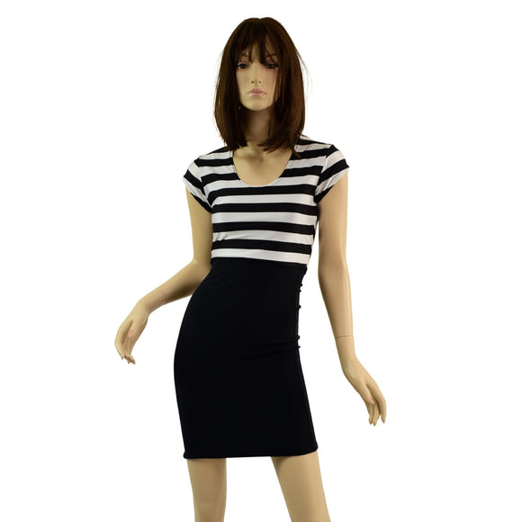 Striped Bodice Bodycon Dresss - Coquetry Clothing