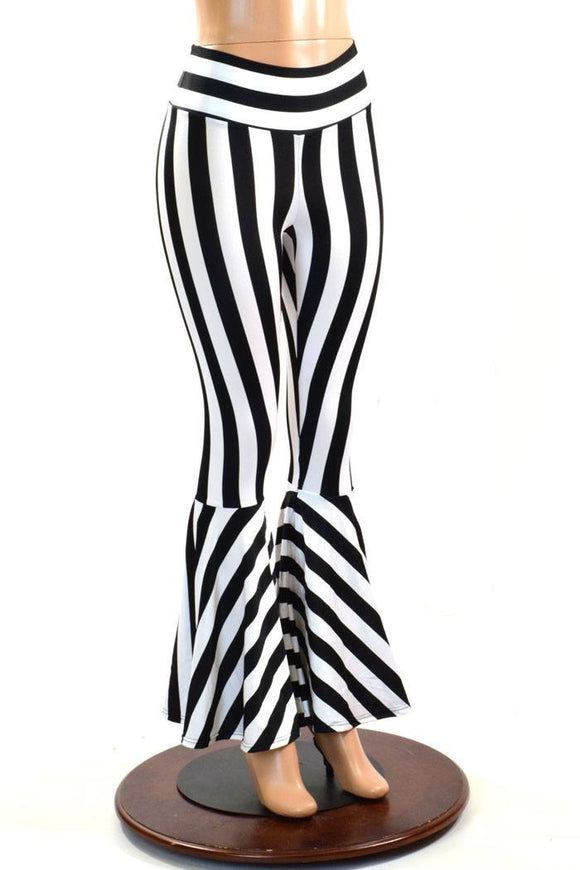 Striped High Waist Bell Bottom Flares - Coquetry Clothing
