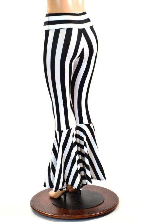 Striped High Waist Bell Bottom Flares - 4