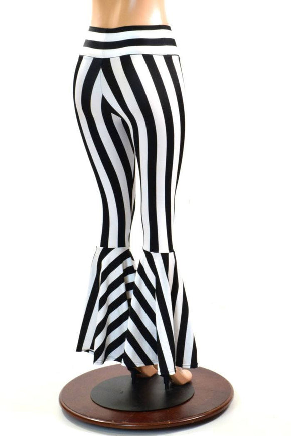 Striped High Waist Bell Bottom Flares - Coquetry Clothing