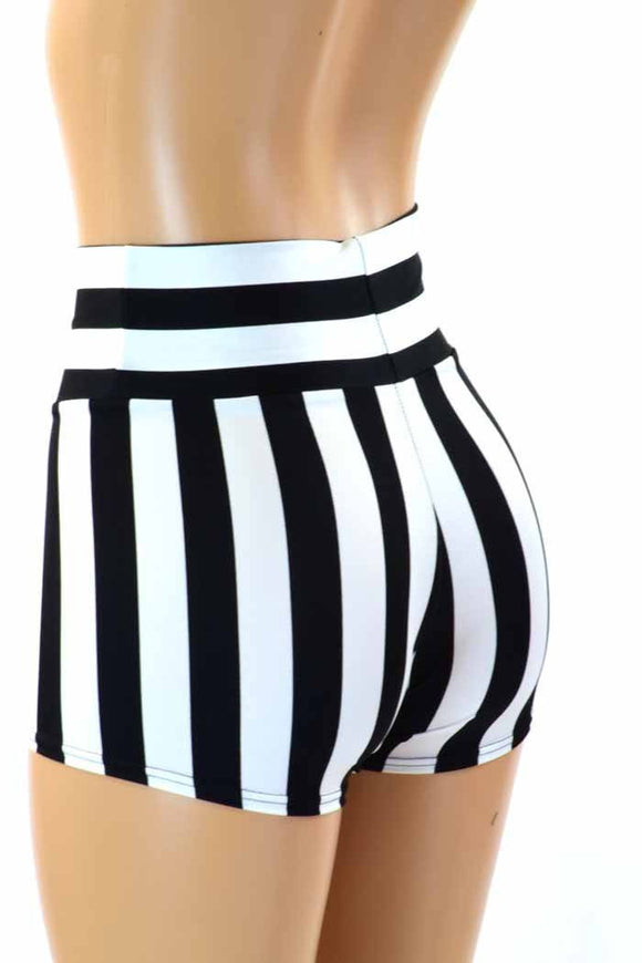 Striped High Waist Shorts - Coquetry Clothing