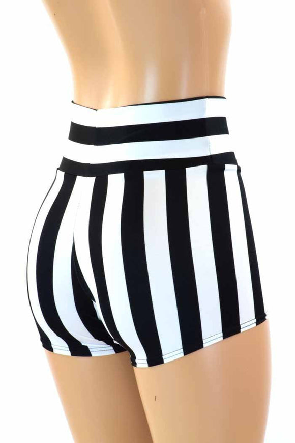 Striped High Waist Shorts - Coquetry Clothing