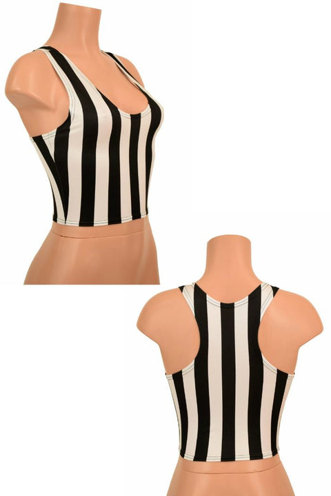 Black & White Racerback Crop Top - Coquetry Clothing