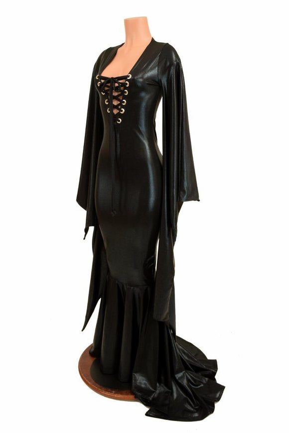 Succubus Sleeve Gown with Laceup and Back Zipper - Coquetry Clothing