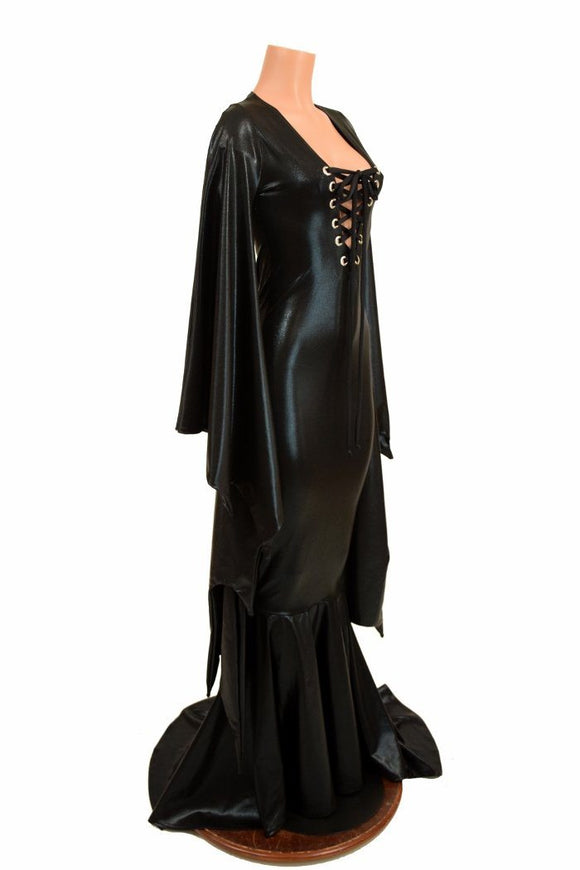 Succubus Sleeve Gown with Laceup and Back Zipper - Coquetry Clothing