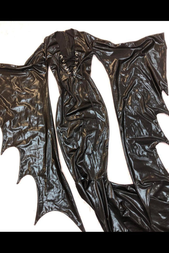 Succubus Sleeve Gown with Laceup and Back Zipper - Coquetry Clothing
