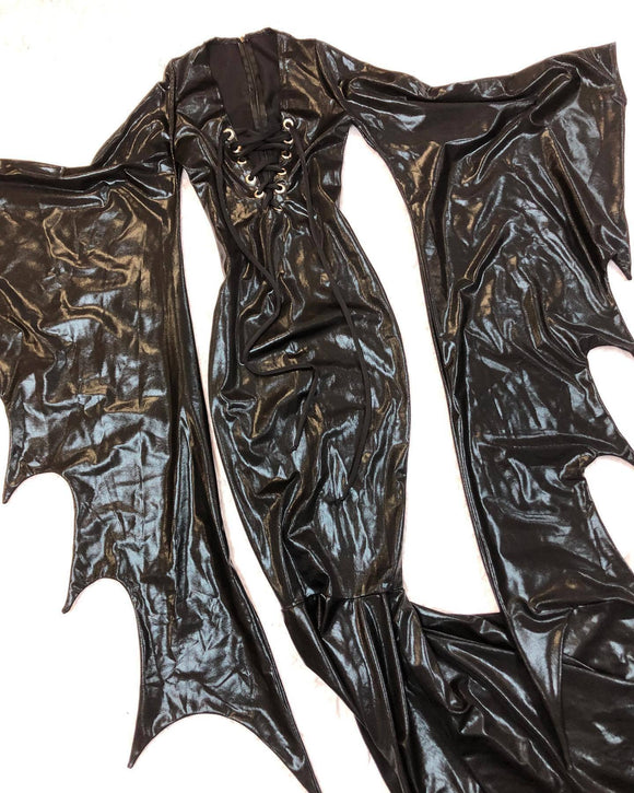 Succubus Sleeve Gown with Laceup and Back Zipper - Coquetry Clothing