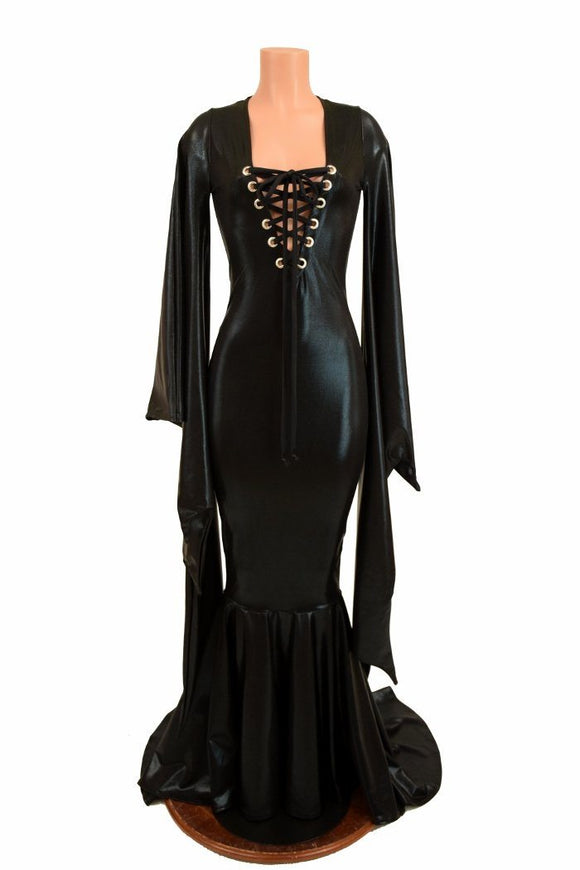 Succubus Sleeve Gown with Laceup and Back Zipper - Coquetry Clothing