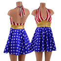 Patriotic Stars and Stripes Halter Skater Dress - 1
