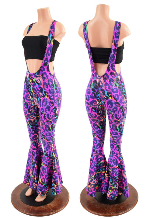 Suspender Bell Bottoms in Rainbow Leopard - Coquetry Clothing