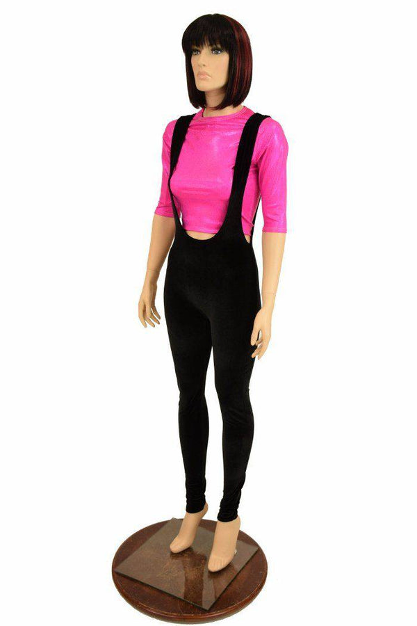 Suspender Leggings in Black Velvet - 5