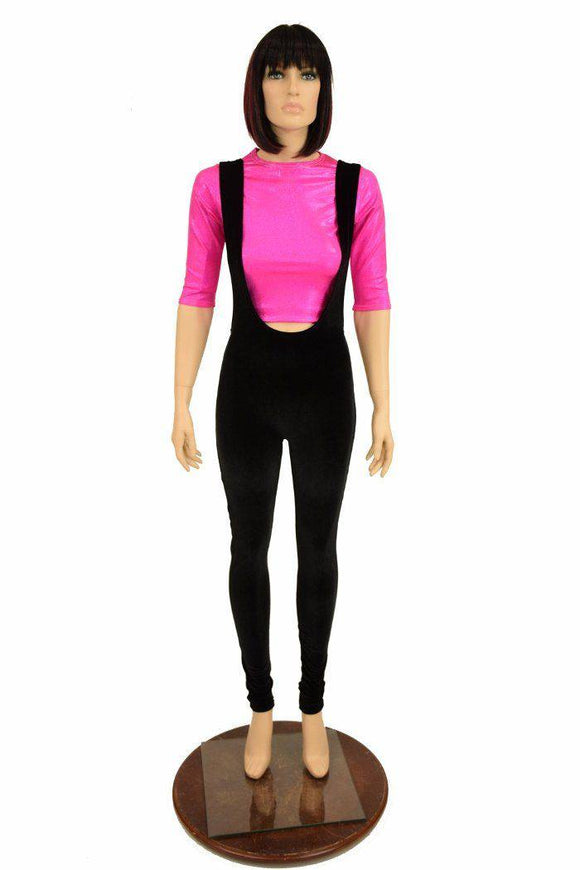 Suspender Leggings in Black Velvet - Coquetry Clothing