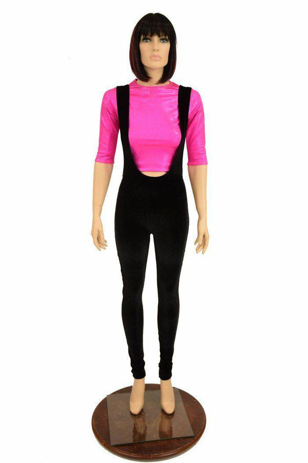 Suspender Leggings in Black Velvet - 2