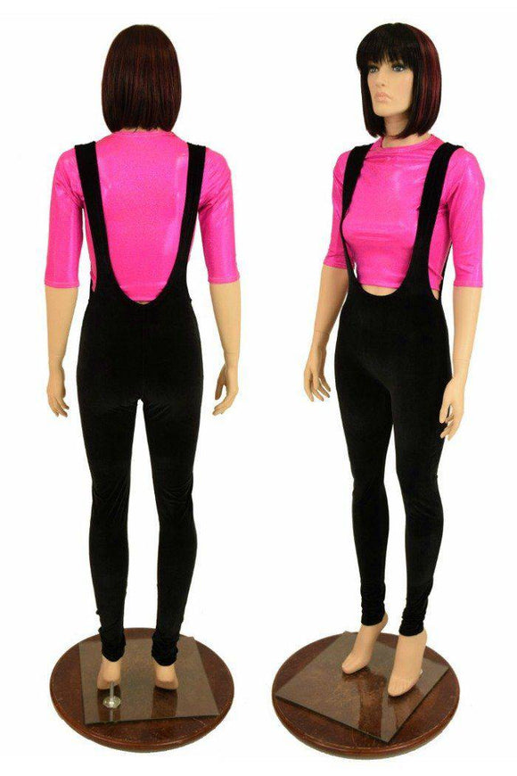 Suspender Leggings in Black Velvet - Coquetry Clothing