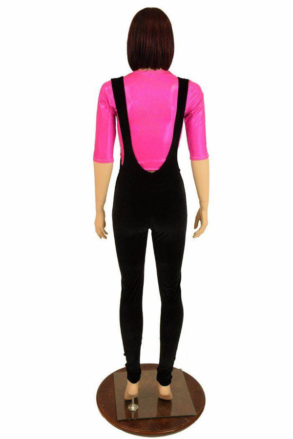 Suspender Leggings in Black Velvet - 4