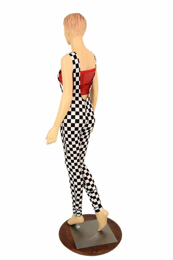 Suspender Leggings in Black & White Check - Coquetry Clothing