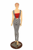 Suspender Leggings in Black & White Check - Coquetry Clothing