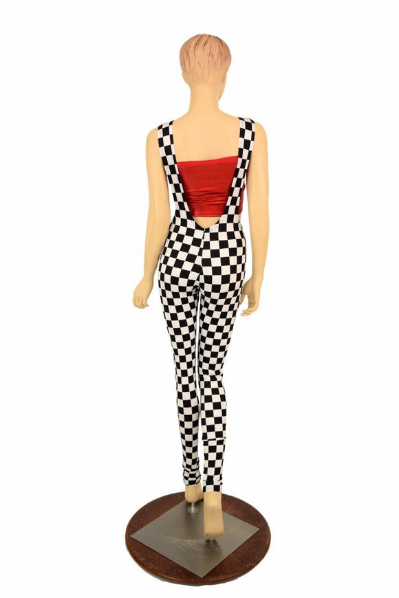Suspender Leggings in Black & White Check - Coquetry Clothing