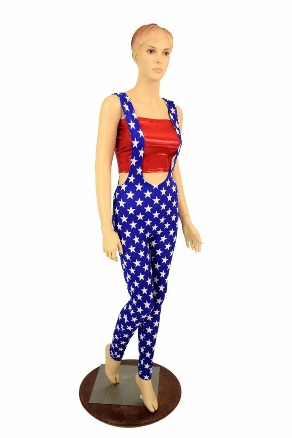Suspender Leggings in Blue & White Star - Coquetry Clothing