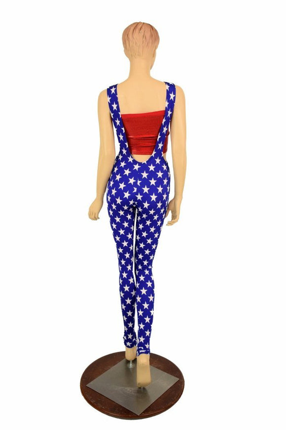 Suspender Leggings in Blue & White Star - Coquetry Clothing