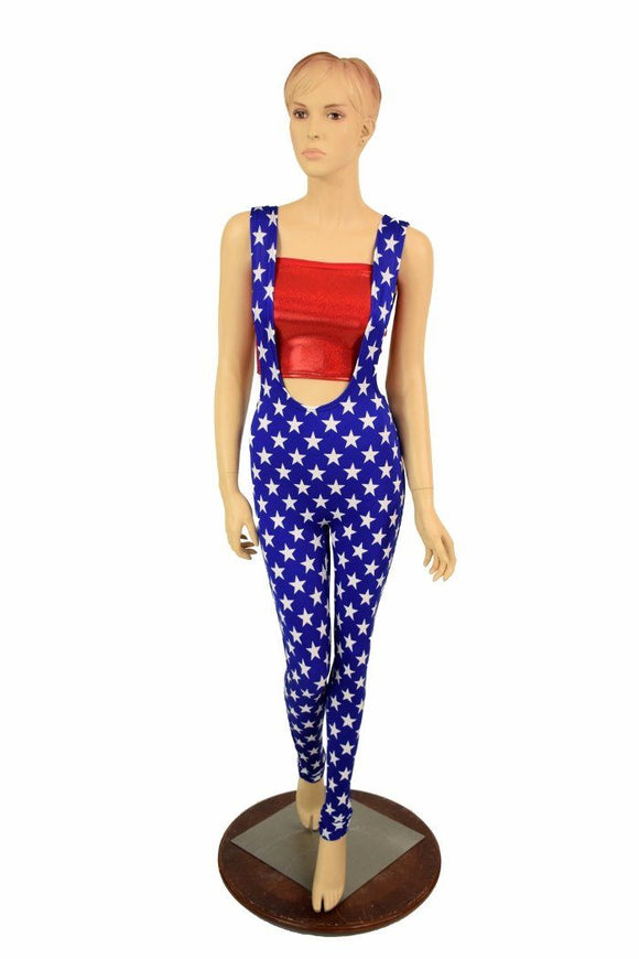Suspender Leggings in Blue & White Star - Coquetry Clothing