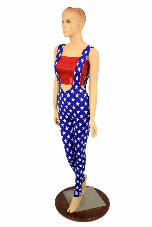 Suspender Leggings in Blue & White Star - Coquetry Clothing