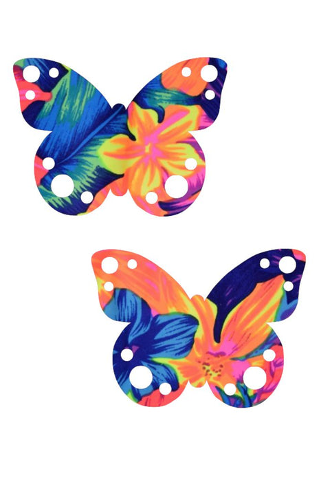 Tahitian Floral UV Butterfly Pasties - Coquetry Clothing