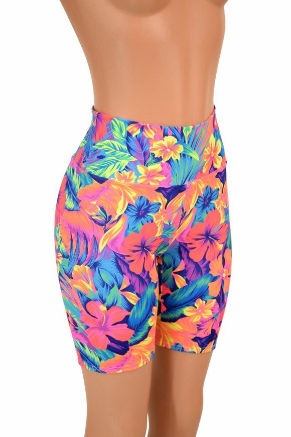 Tahitian Floral Bike Shorts - Coquetry Clothing