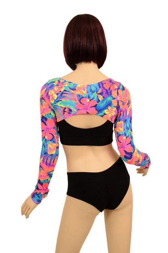 Tahitian Floral Bolero Dance Sleeves - Coquetry Clothing