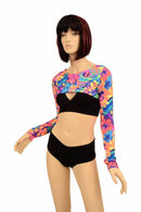 Tahitian Floral Bolero Dance Sleeves - Coquetry Clothing