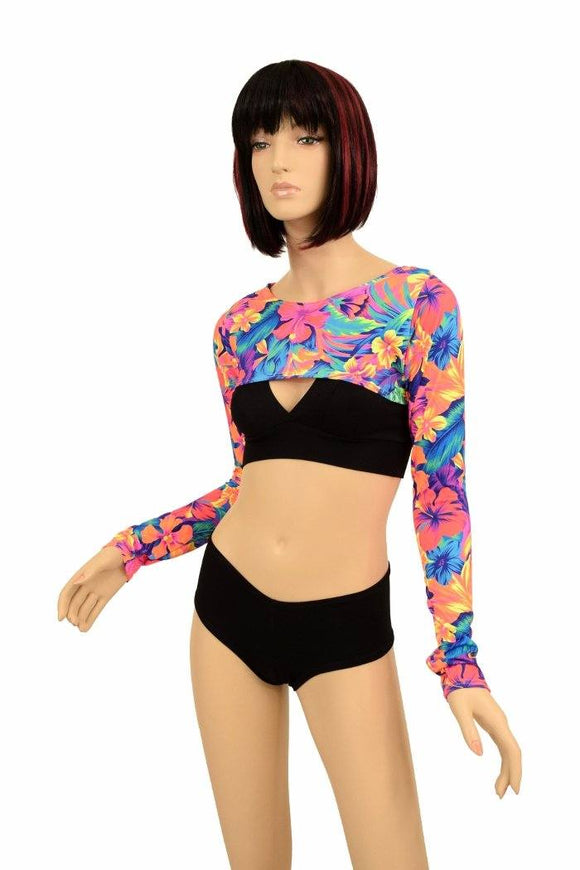 Tahitian Floral Bolero Dance Sleeves - Coquetry Clothing