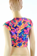 Tahitian Floral Cap Sleeve Crop - Coquetry Clothing