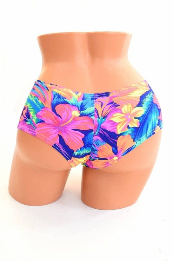 Tahitian Floral Cheeky Booty Shorts - Coquetry Clothing