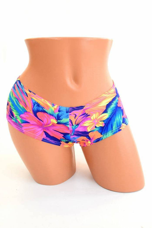Tahitian Floral Cheeky Booty Shorts - 5