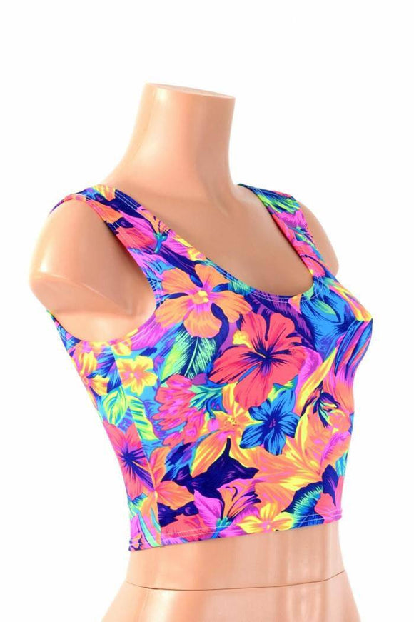 Tahitian Floral Crop Tank - Coquetry Clothing