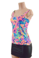 Tahitian Floral Full Length Thin Strap Tank Top - Coquetry Clothing