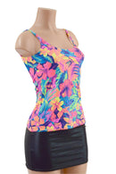 Tahitian Floral Full Length Thin Strap Tank Top - Coquetry Clothing