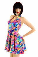 Tahitian Floral Halter Skater Dress - Coquetry Clothing