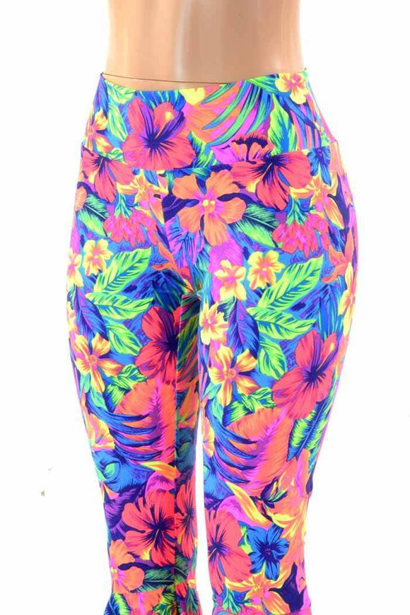 Tahitian Floral High Waist Bell Bottom Flares - Coquetry Clothing