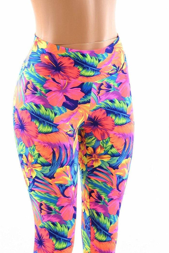 Tahitian Floral High Waist Leggings - Coquetry Clothing