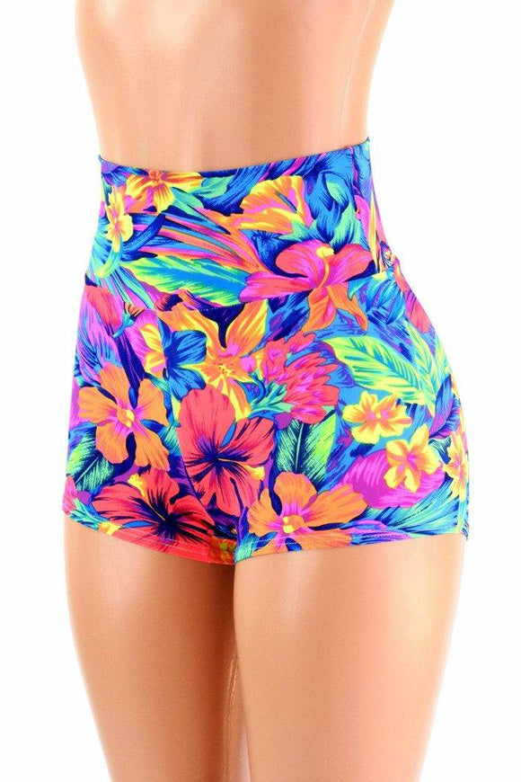 Tahitian Floral High Waist Shorts - Coquetry Clothing