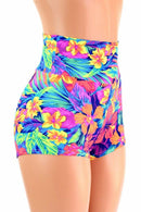 Tahitian Floral High Waist Shorts - Coquetry Clothing